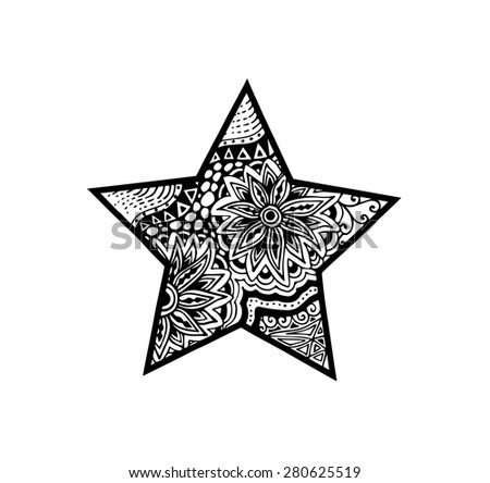 Vector of Star in zentangle style
