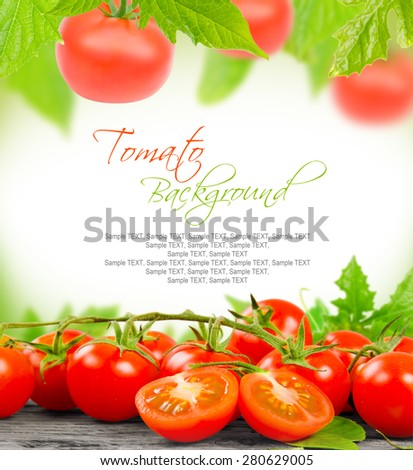 Abstract background made of tomatoes and leaves
