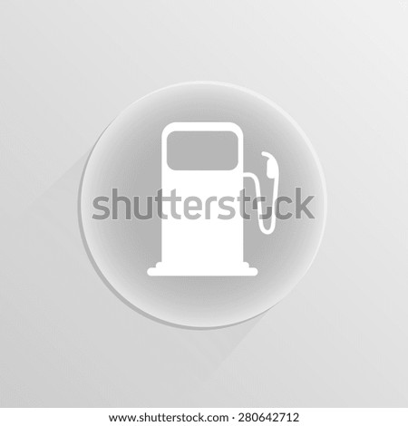 silhouette of gas pump on a white button with shadow 