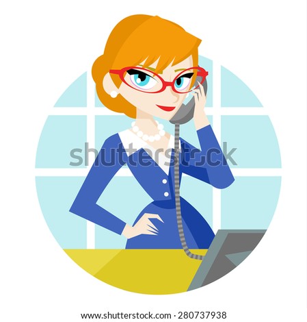 a secretary with a telephone