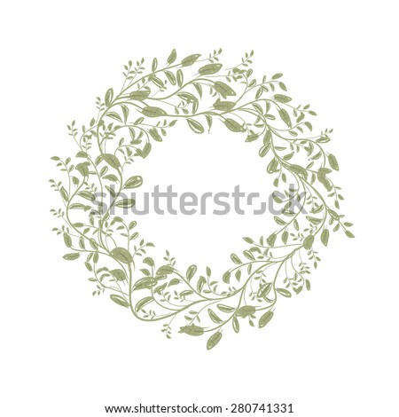 Leaf wreath sketch for your design. Vector illustration