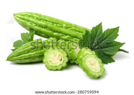 Bitter melon isolated on white background Royalty-Free Stock Photo #280759094