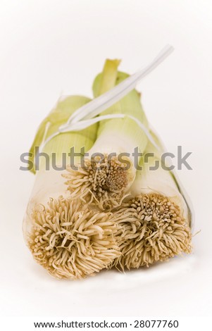 Leeks isolated on a white background