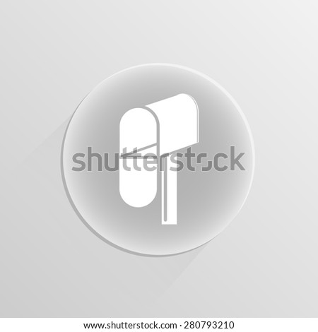 illustration of a mailbox on a white button with shadow 