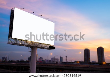Blank billboard for new advertisement, twilight time