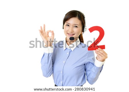 Call center operator holding number 2