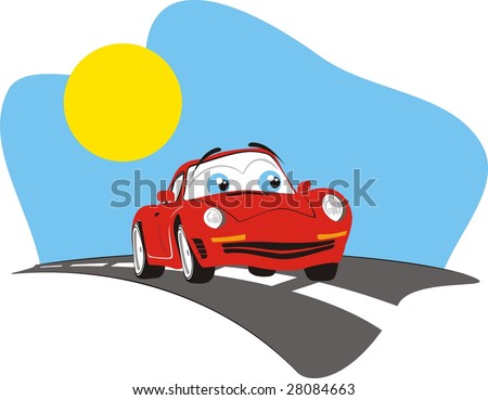 cartoon car, individual objects very easy to edit