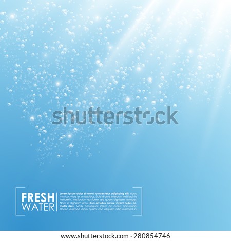 Deep Water Bubbles Illuminated By Rays Of Light Vector Illustration