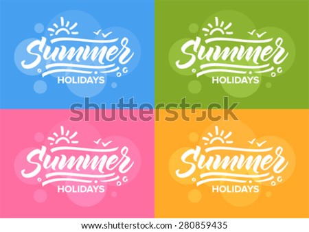 set of four cards with calligraphic summer holidays