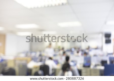 blurred office background with crowd people on busy work.Template for business 