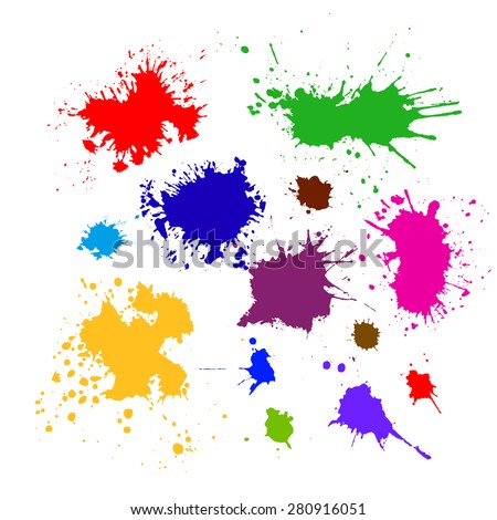 Colored silhouette set of ink blots. Vector Royalty-Free Stock Photo #280916051