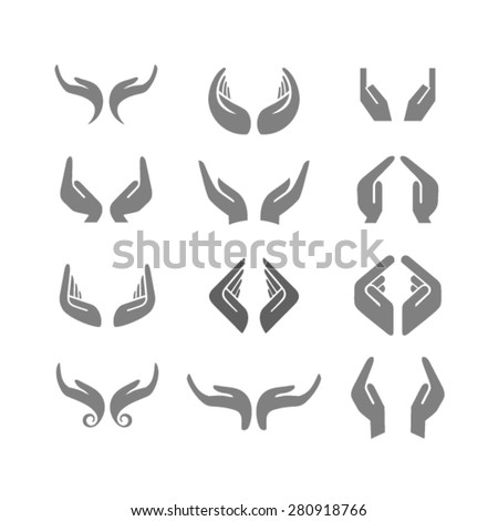 Vector set of hands in various positions Royalty-Free Stock Photo #280918766