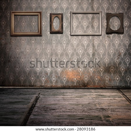 old rusty interior with frames