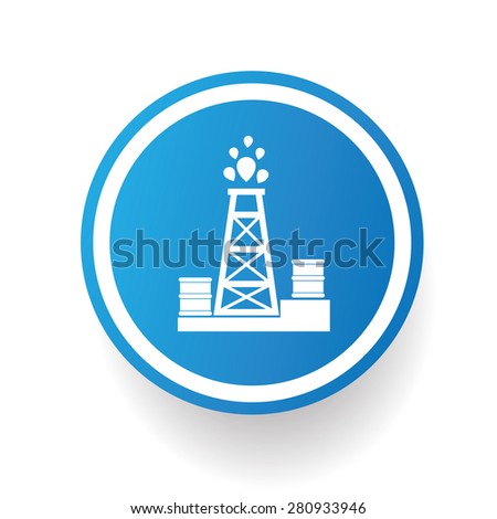 Oil,Industry icon design on blue button,white background,clean vector