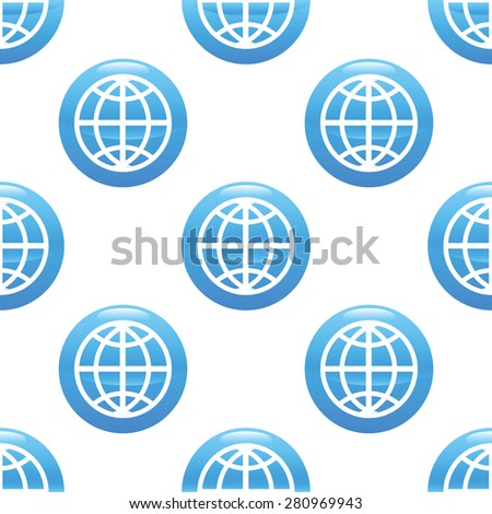 Round sign with globe symbol repeated on white background