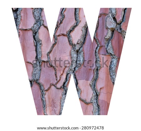 Alphabet from pine bark -  letter W.