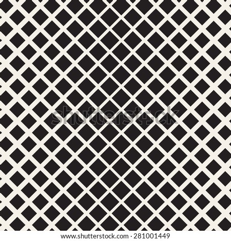 Vector seamless pattern. Modern stylish texture. Geometric ornament. Diagonal square grid with thickness which decreases gradually.