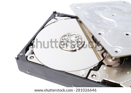 Open Inside Hard Disk Drive (HDD)-Computer Hardware Components.