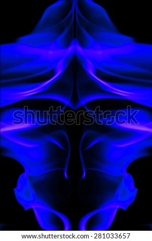 Blue fire and flames on black background