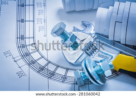 Collection of construction tools maintenance concept 
