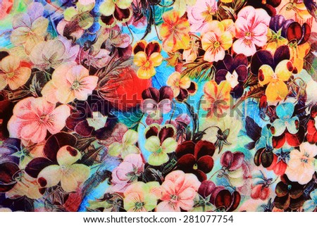 macro texture of colorful fabric in flower