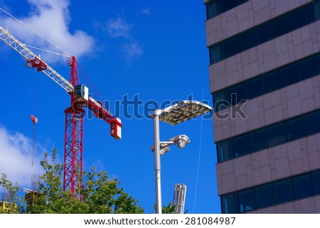 Crane Tower on Sky Background