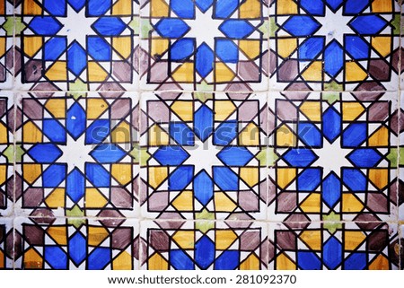 Background created by a tiled wall, Sintra, Lisbon, Portugal.