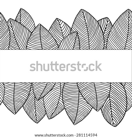 Hand drawn seamless border with fallen leaves. Vector illustration
