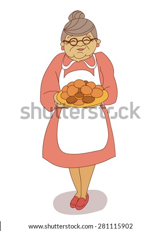 grandmother baking vector illustration