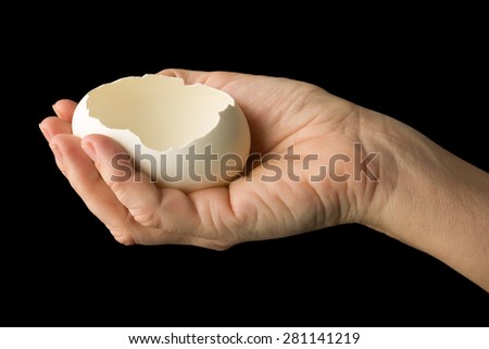 Hand holding an open egg - you can photoshop a baby or any object in it