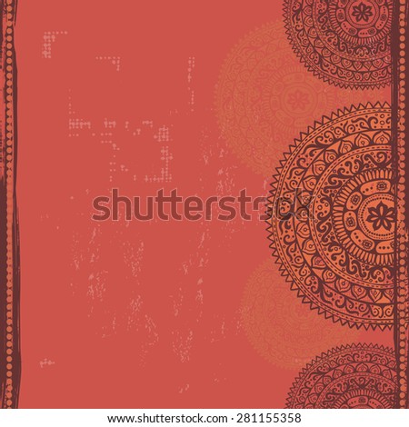 Hand drawn   shabby   ethnic  mandalas seamless border. All objects are conveniently grouped  and are easily editable.