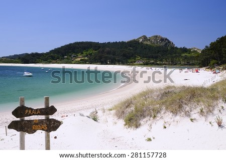 Cies Islands, National Park Maritime-Terrestrial of the Atlantic Islands of Galicia in Spain. Royalty-Free Stock Photo #281157728