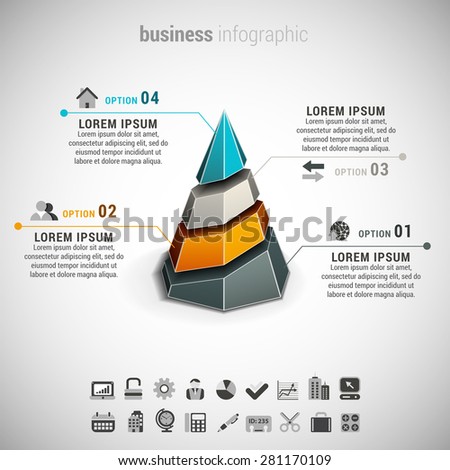 Vector illustration of business infographic made of cone.