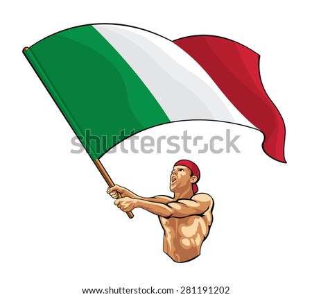 Italy Fan Waving Flag