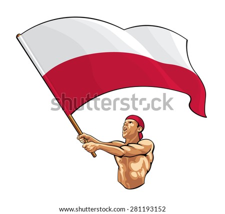 Polish Fan Waving Flag
