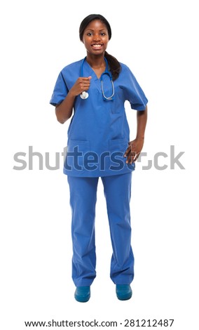Isolated Black Nurse full length