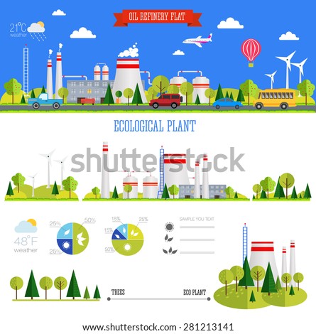 flat infographic plant design with graphics eco elements, set elements collections Royalty-Free Stock Photo #281213141