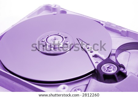Detalied open hard drive, violet version