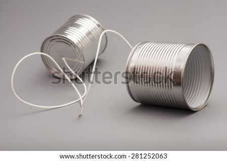 tin can phone.communication concept. Royalty-Free Stock Photo #281252063