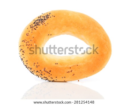 Bagel with poppy seeds isolated on white background
