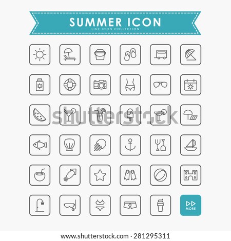 summer minimal line icons