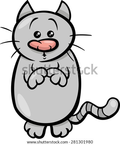 Cartoon Vector Illustration of Cute Cat or Kitten Begging for Food