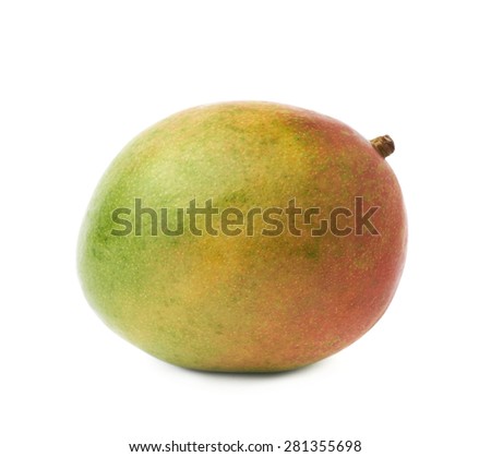 Single ripe mango fruit isolated over the white background