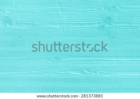 Natural wooden turquoise boards, wall or fence with knots. Abstract textured mint background, empty template Royalty-Free Stock Photo #281373881