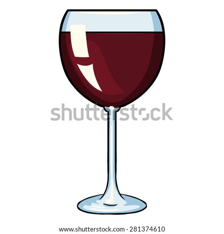 Vector Cartoon Glass of Red Wine