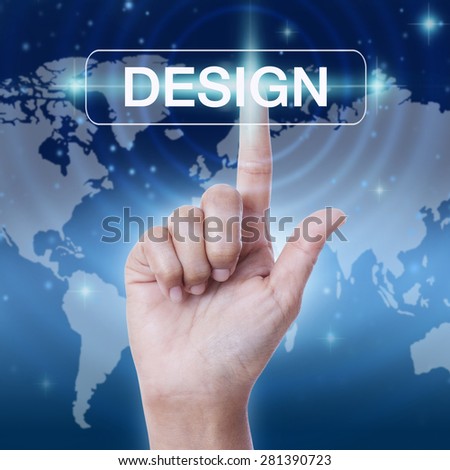 hand pressing design word button. 