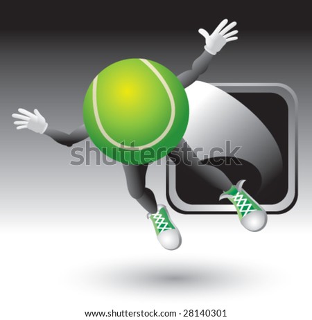 flying tennis ball man icon