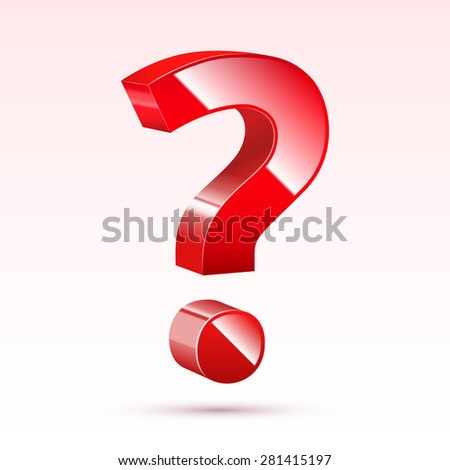 Vector, 3D looks, glossy red question mark