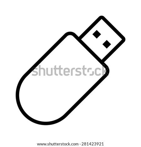 USB flash drive line art vector icon for apps and websites