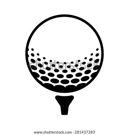 Golf ball / golfball on a tee line art vector icon for sports apps and websites